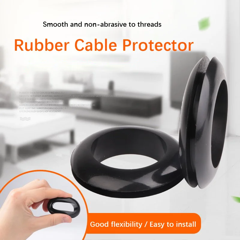 2-1000pcs Durable Black Rubber Double-Sided Cable Grommet Sleeve & Waterproof Sealing Gasket Dustproof O-Ring for Wire Exit Hole