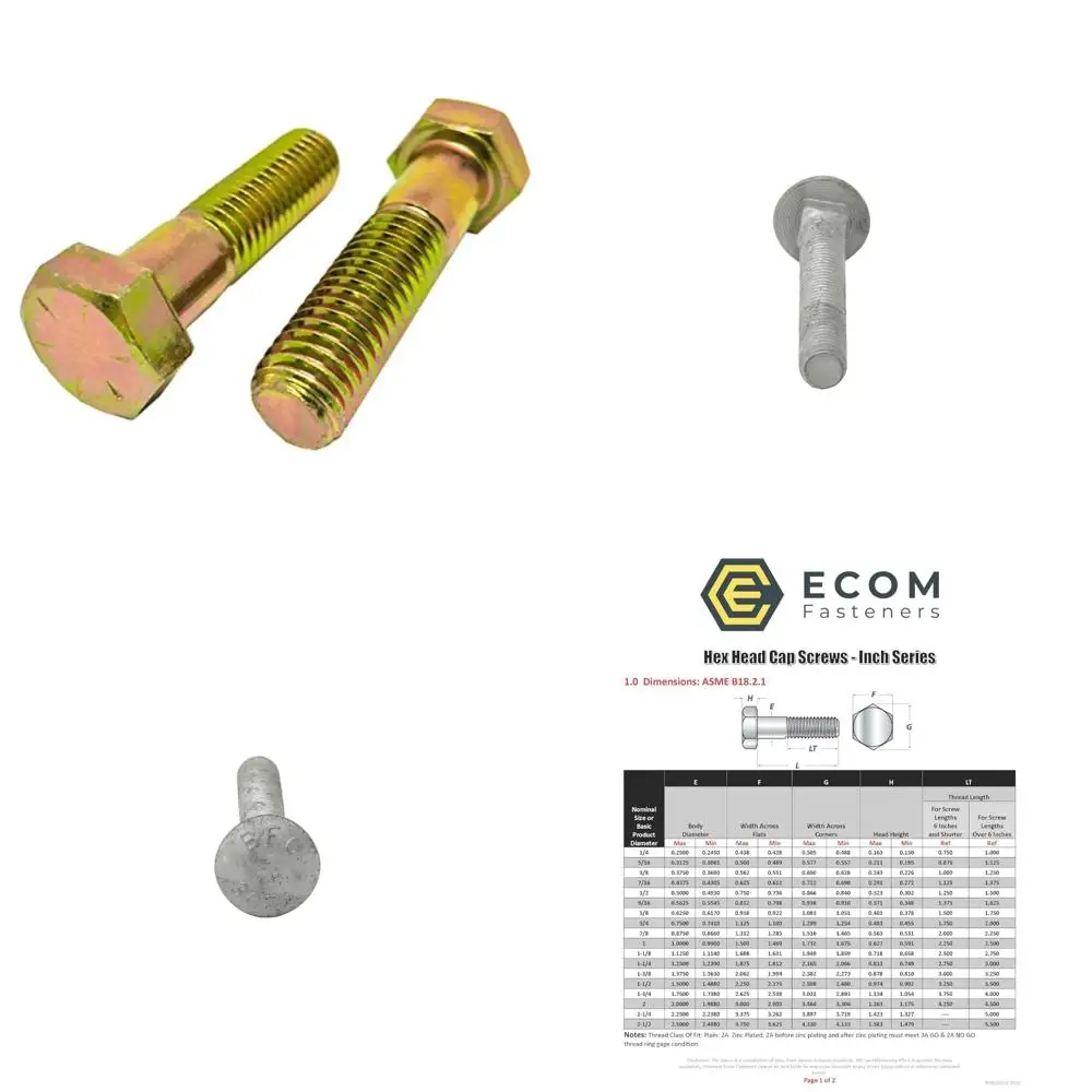 

Винты с шестигранной головкой из цинковой стали с желтым покрытием класса 8, 5/16-18 x 1-1/2 дюйма, грубая резьба, комплект из 100 шт.