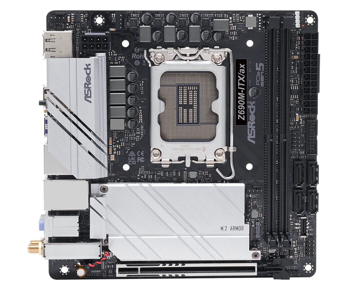 ASROCK Z690M-ITX/ax Mini-ITX Motherboard LGA1700 Intel Z690 DDR4 64GB 2xM.2  support i5-14600 i9-13900 i5-13400 i5-12500 cpu