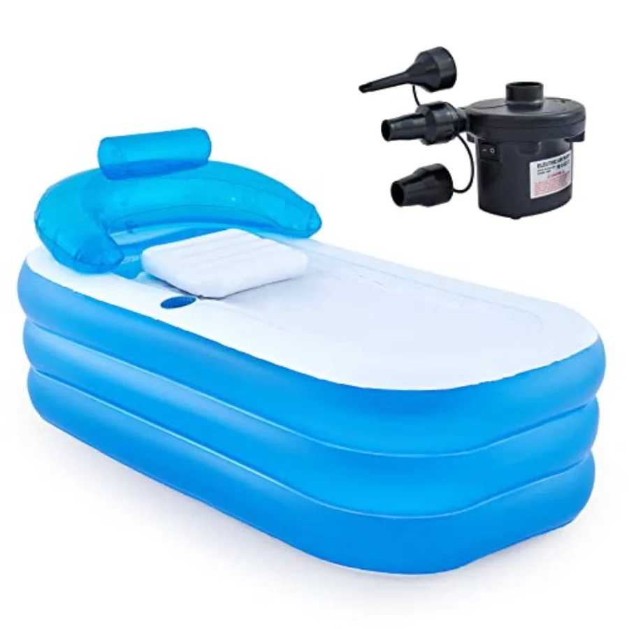 

Inflatable Bathtub with Electric Air Pump and Bath Pillow Headrest Portable Blow Up Tub for Adults Outdoor or Indoor Freestandi