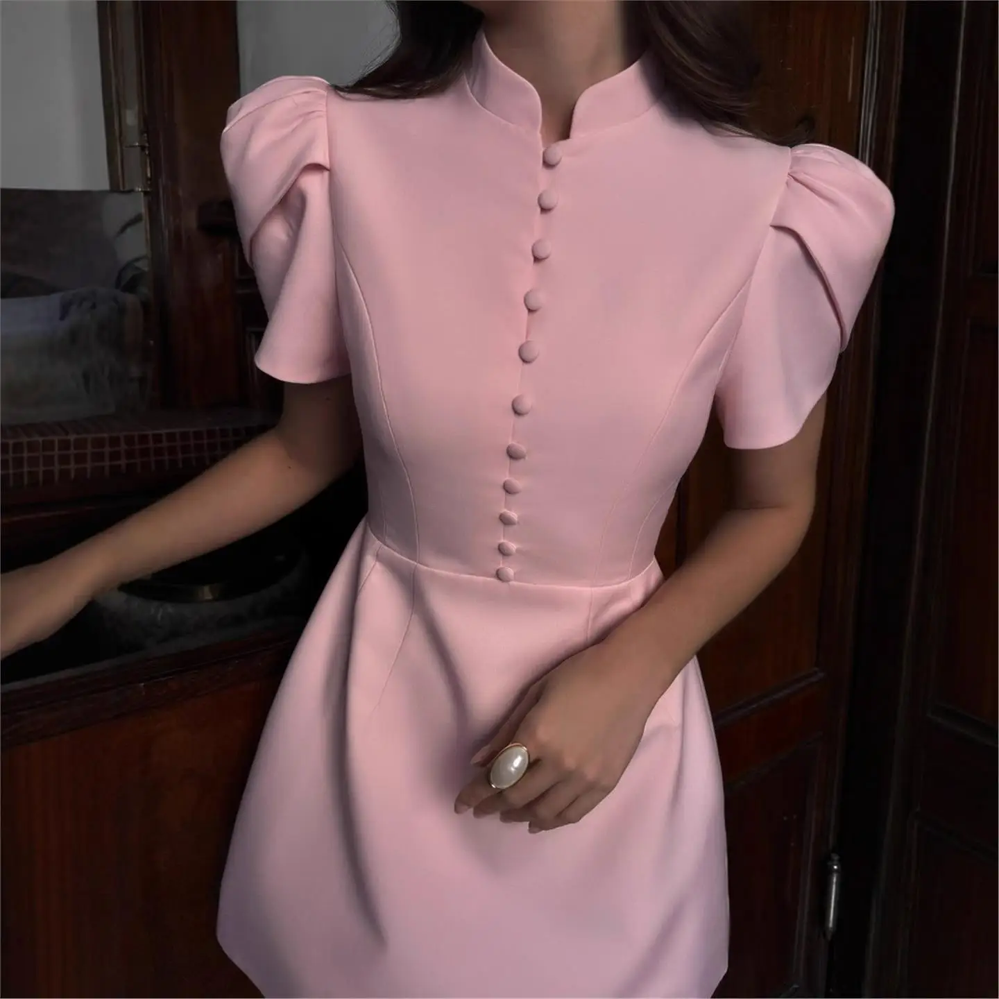 Faionable A-Line ort Skirt Bubble Sve Gown Ladylike Sle High Waist Vintage Fit Women's Dr Ciwalk Summer 2025