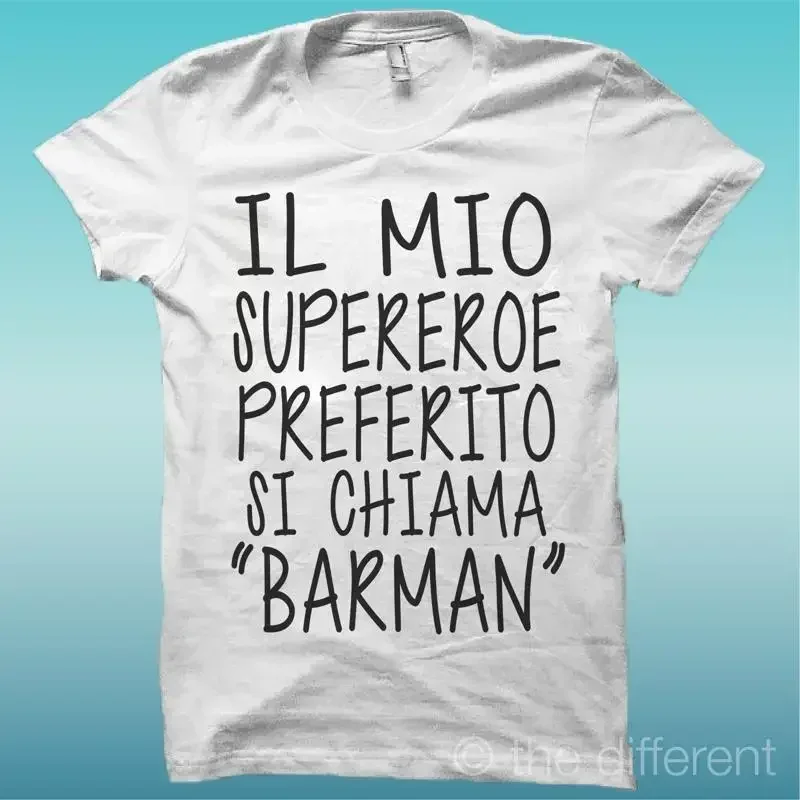 T Shirt Le Ma Super H ros Barman Blanc The Happiness Is Have My Neuf