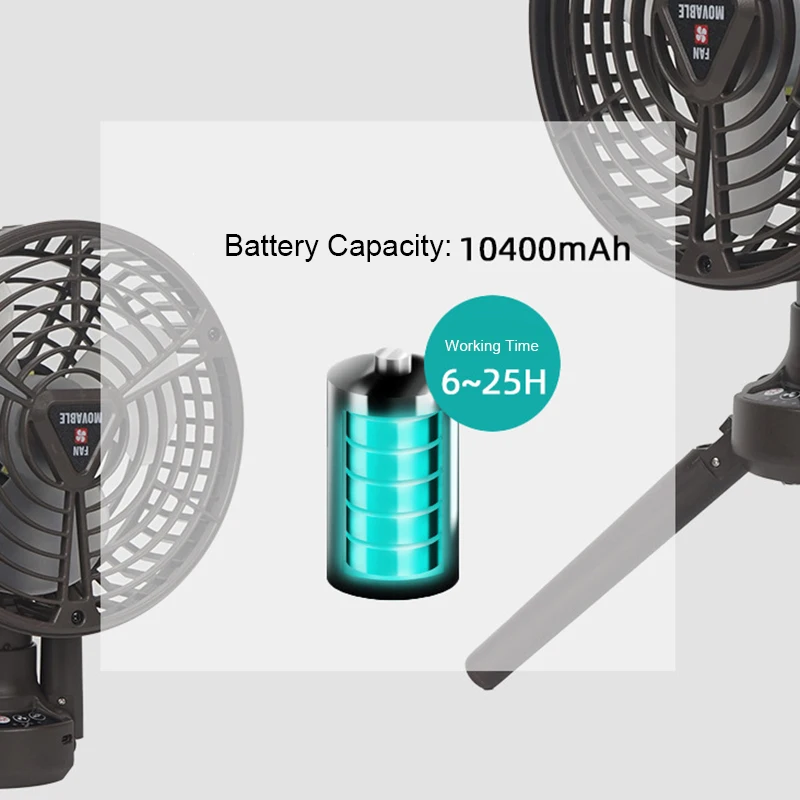 Camping Fans for Tents 10400mAh USB Rechargeable Battery Operated Fans with LED Lantern Folding Tripod Cordless Portable Fan