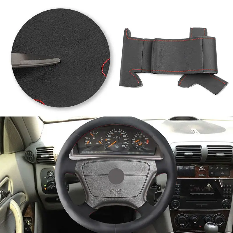 Car Accessories Steering Wheel Leather Cover Trim For Mercedes Benz C-Class W202 1993-2000 CL-Class C140 1993-1999 E-Class W210