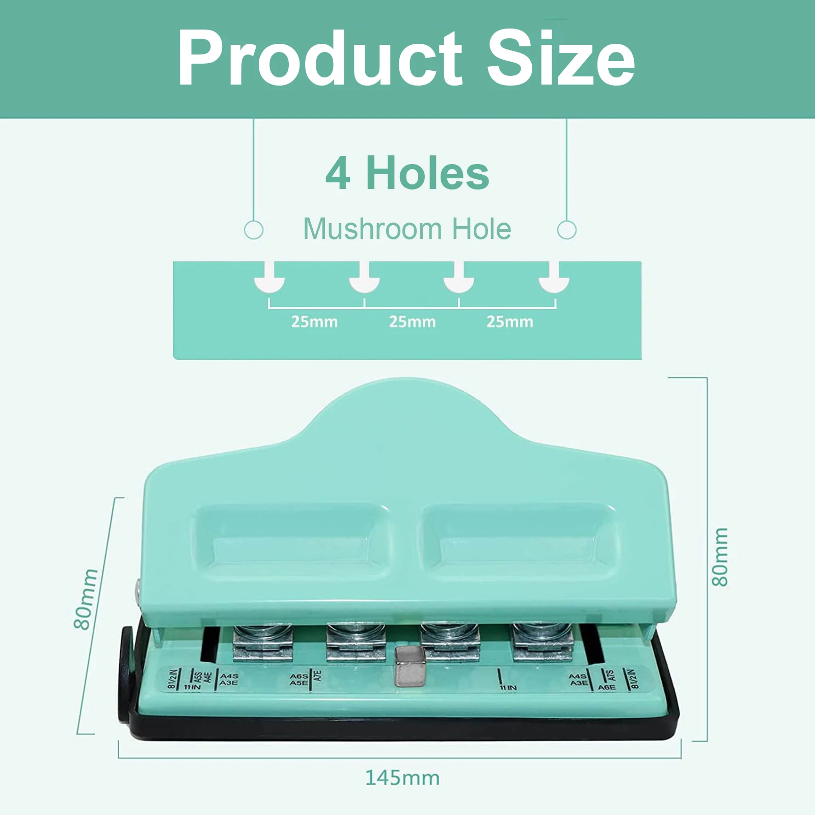 Mushroom Hole Punch, 4 Holes Mushroom Paper Puncher for Bound Planner, Green/Pink