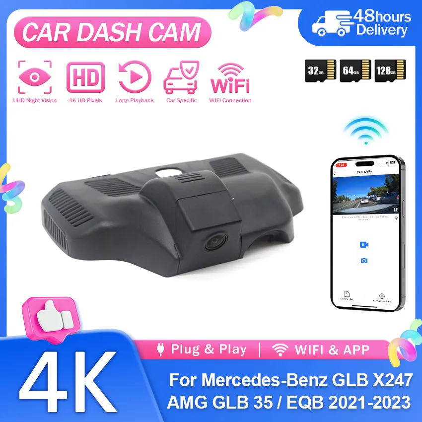 4K Wifi Car DVR Video Recorder Dash Cam Front Rear Camera For Mercedes-Benz GLB X247/AMG GLB 35/EQB 2021-2023 WiFi APP Control