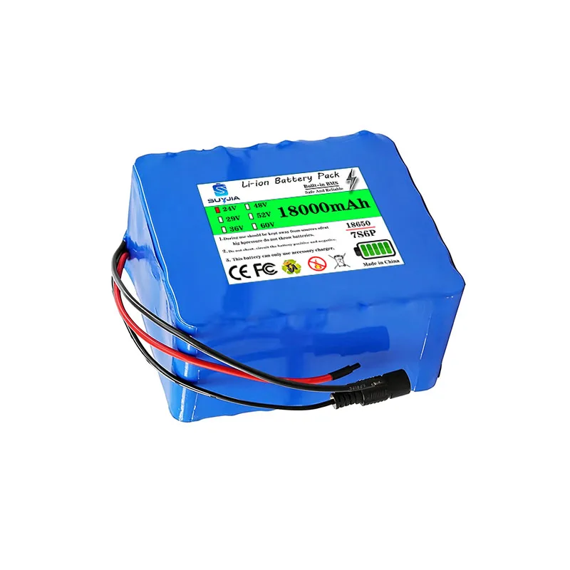 24V 7S6P 18000mAh 18650 rechargeable lithium-ion battery pack, suitable for 29V electric scooters with optional BMS interface