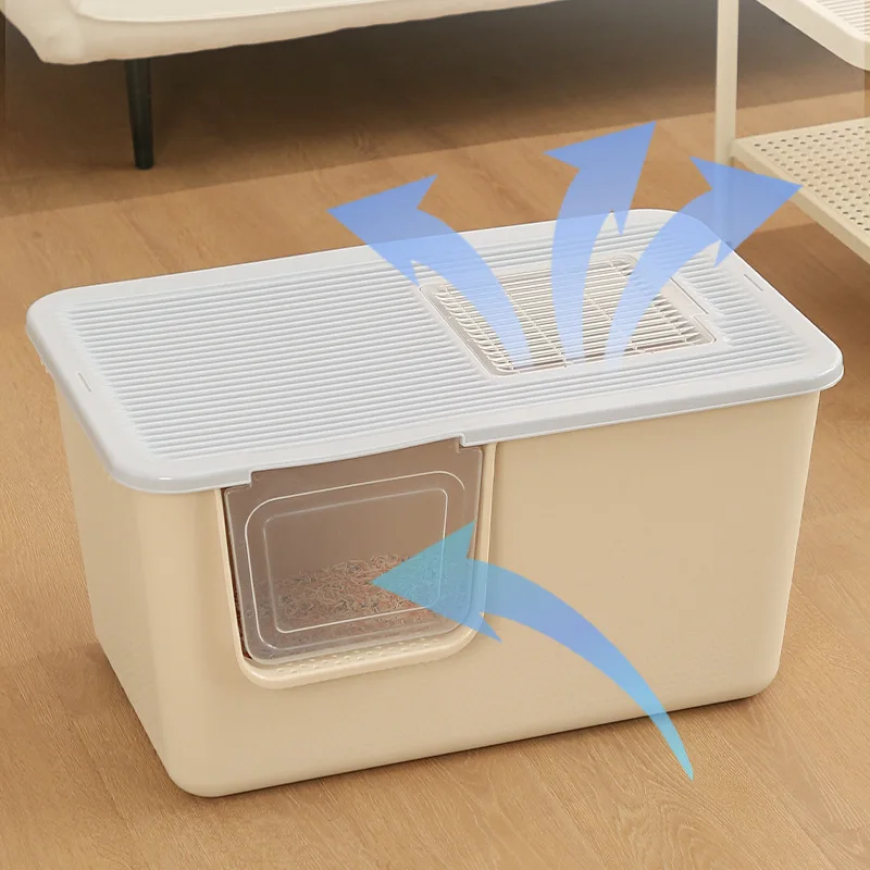 Fully & Semi Enclosed XL Cat Litter Box Anti-Splashing Oversized Hooded Cat Toilet Pet Cleaning Supplies