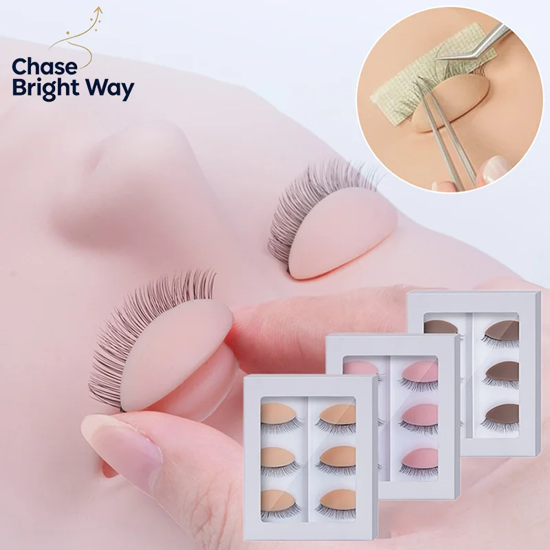 3Pairs/Set Replacement False Eyelash Extension Practice Head Model Silicone Removable Eyelids Tattoo Training Eyes Mannequin