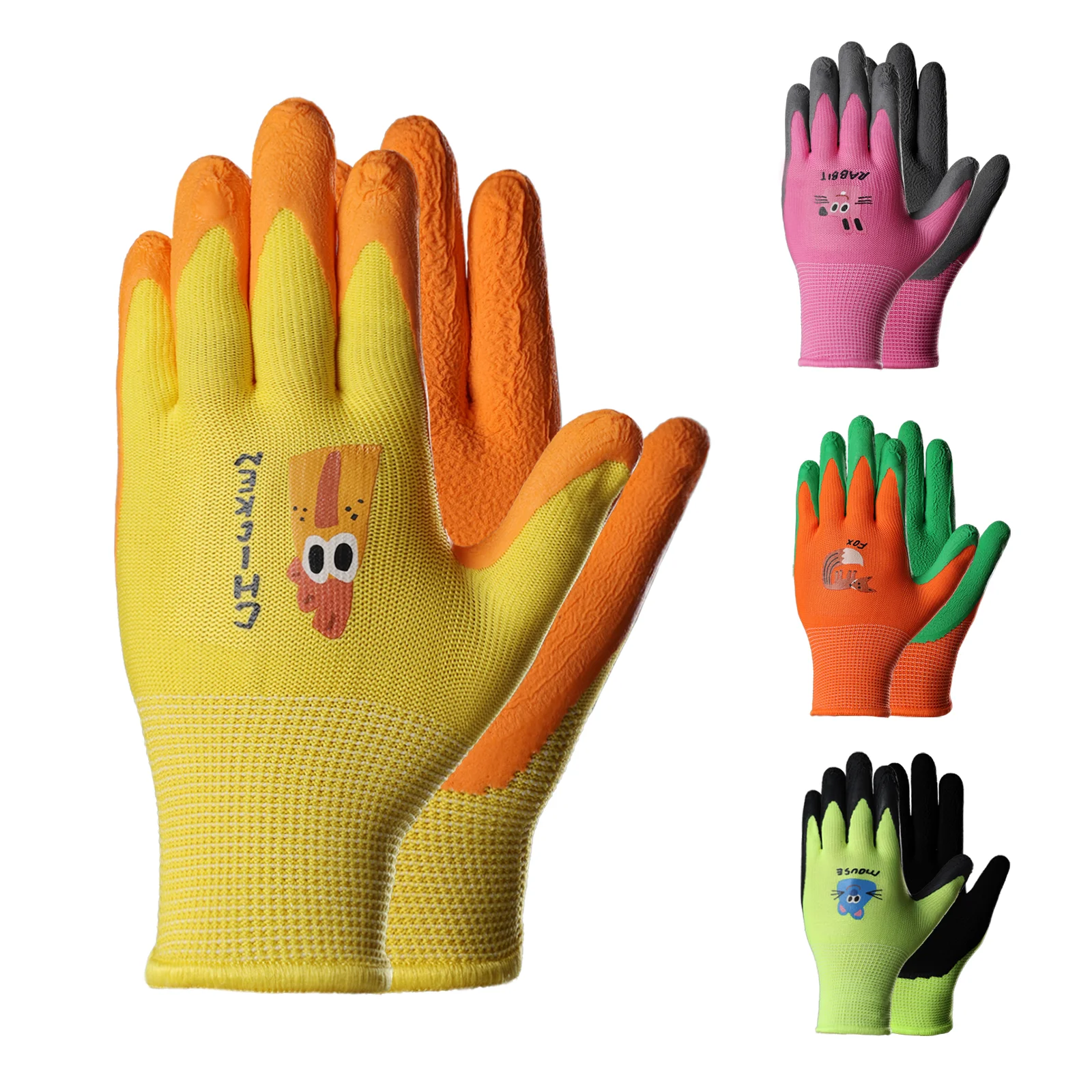 

kids Boys Girls Durable security-protection waterproof leather gardening work Nitrile Non-slip Anti-stab Coatedsafety gloves