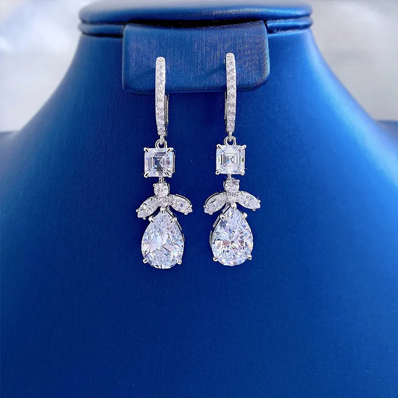 

New 9*13 water drop earrings S925 sterling silver earrings fashion all-match 5A zircon factory direct sales