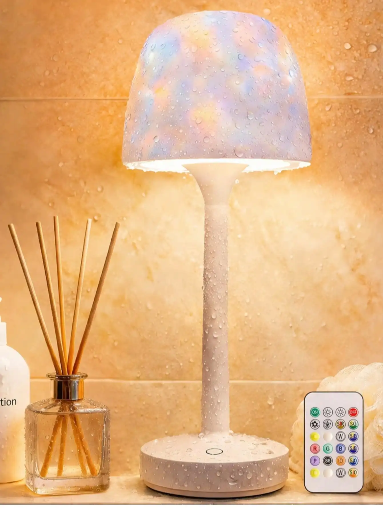 Shower Lamp - Waterproof Bathroom Lamp With 16 Color Ocean Wave Projector, Rechargeable Shower Light With Touch & Remote Control, Cordless Light For Inside Shower/Bathtub