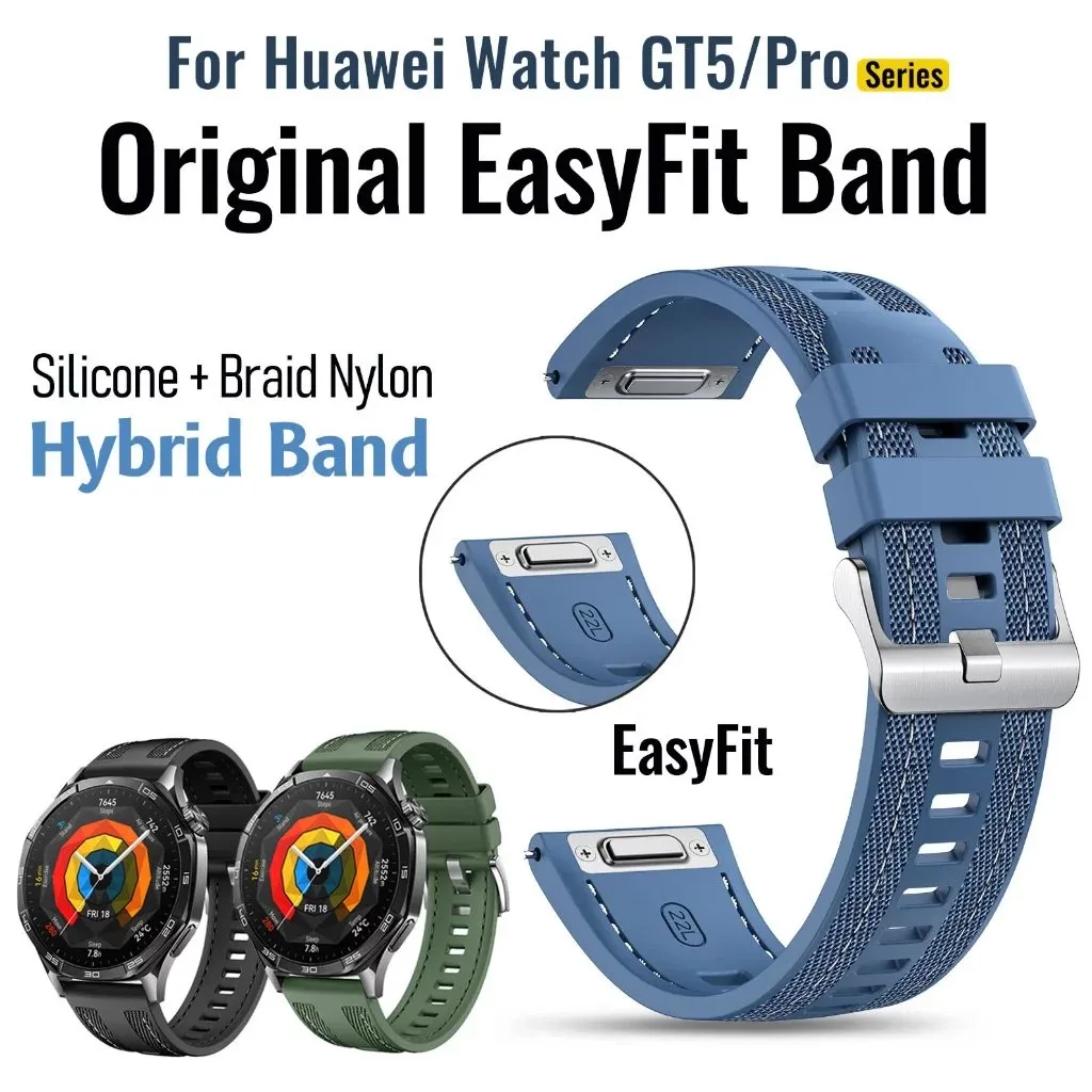 

EasyFit силиконовый нейлоновый ремешок для Huawei Watch GT 6 Pro GT 5 46 мм Watch 5 GT 4 GT 3 тканый ремешок для часов с кнопочным разъемом