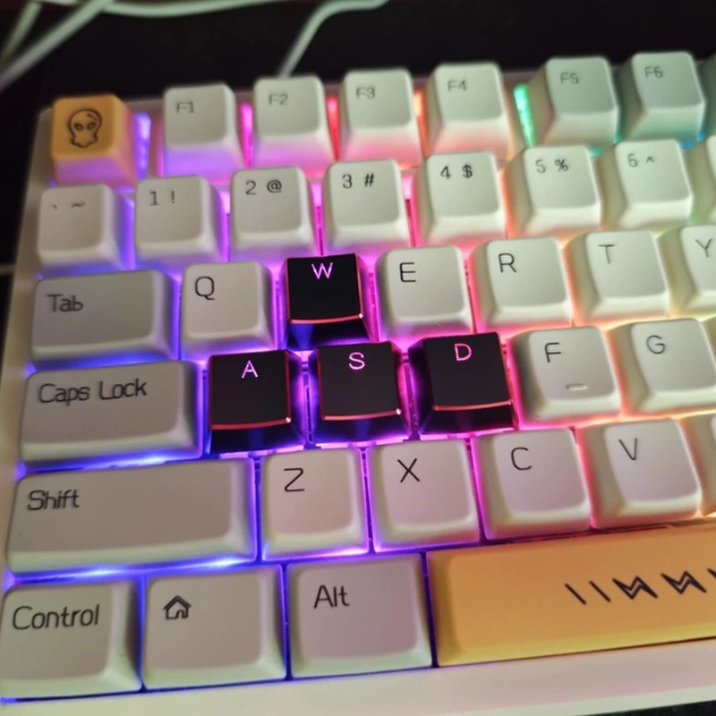

Металлические колпачки для клавиш из алюминиевого сплава с подсветкой WASD QWERASDF, колпачки для клавиш со стрелкой, анодированные индивидуальные колпачки для клавиш с ЧПУ с глянцевым краем для переключателя MX