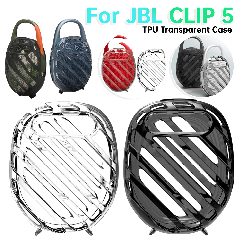 

TPU Transparent Case Protective Case Sleeve Drop-Proof Audio Protective Case Hollow Out Protective Cover for JBL CLIP 5 Speaker