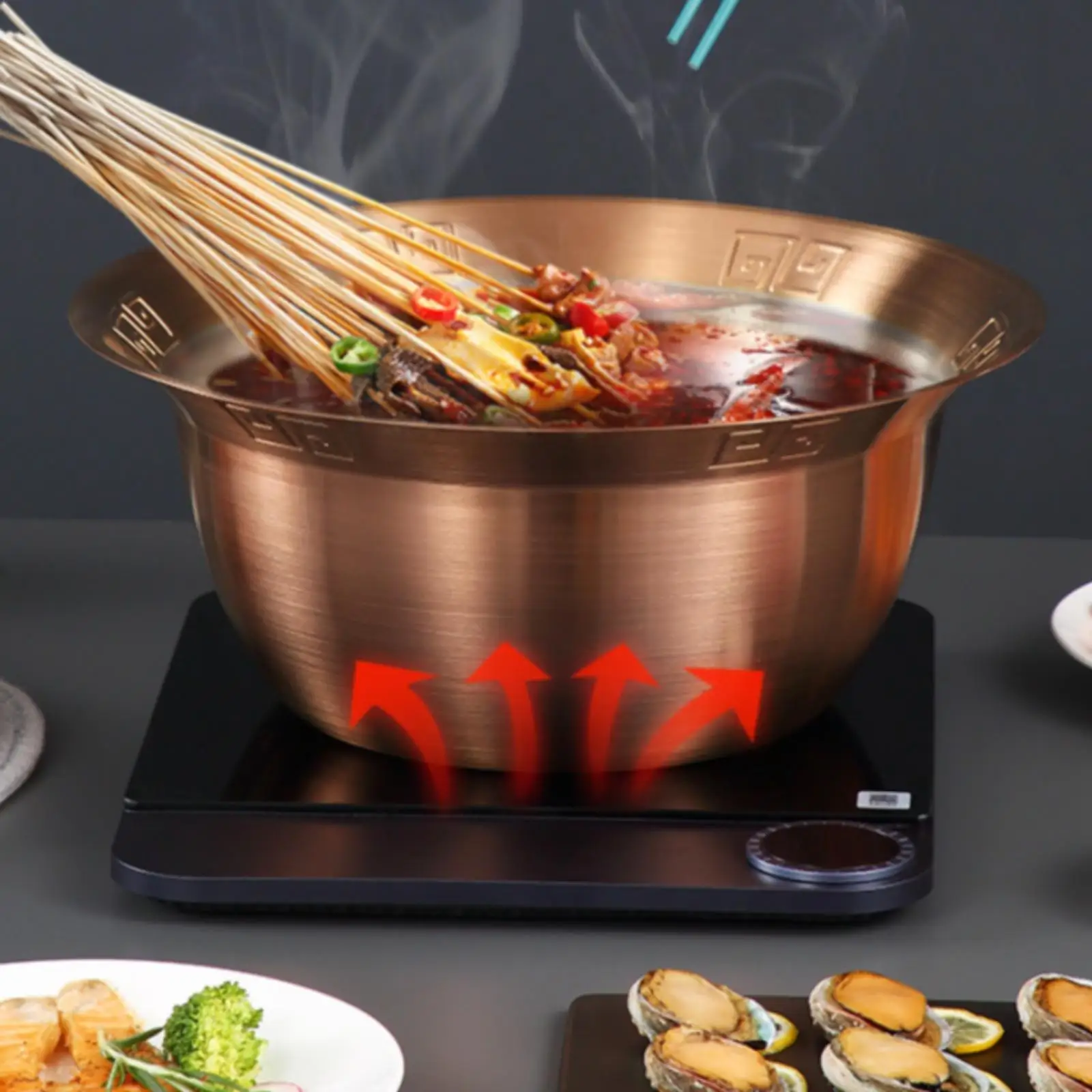 Split Hot Pot With Two Broths Divided Stainless Steel Hot Pot Wide Flared