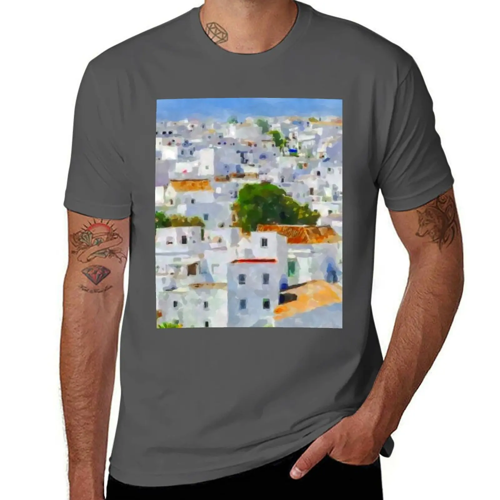 Camiseta blanca Village Andalusia, camiseta informal resistente al agua