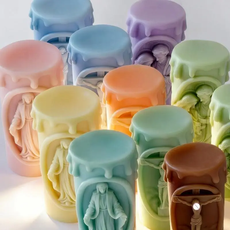 Nativity Embossed Cylindrical Silicone Mold Holiday Silicone Mould For Resin Casting Making Soap Chocolate