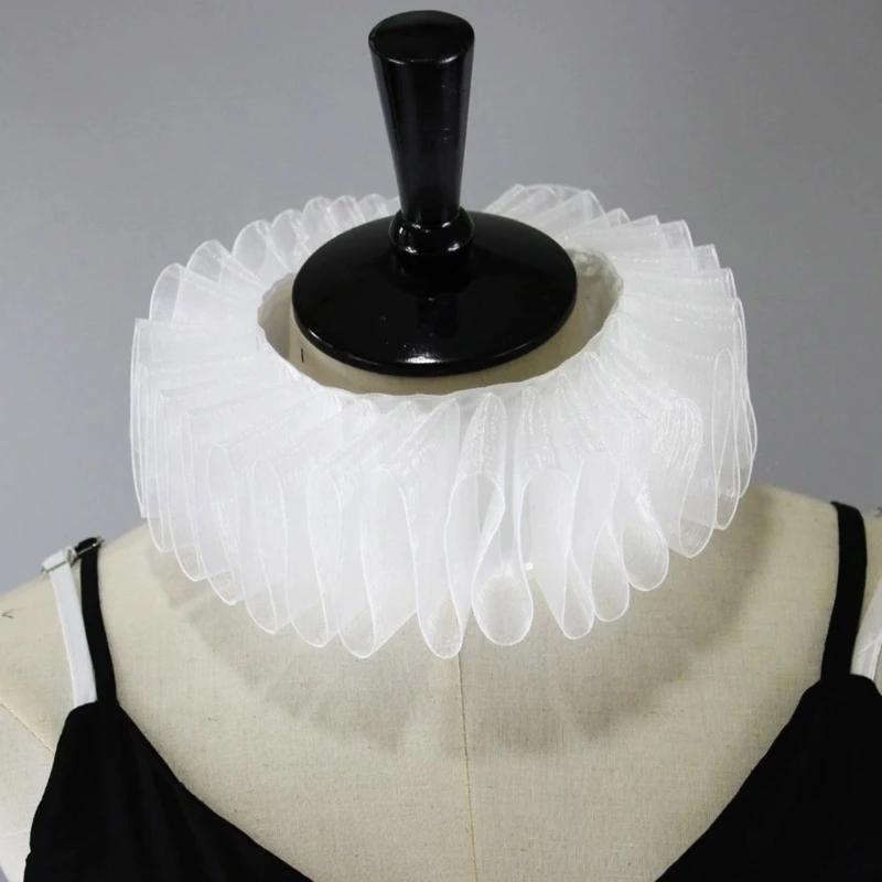 Gargantilla de payaso Retro victoriano, cuello de Ruff y puños de muñeca, accesorio de disfraz