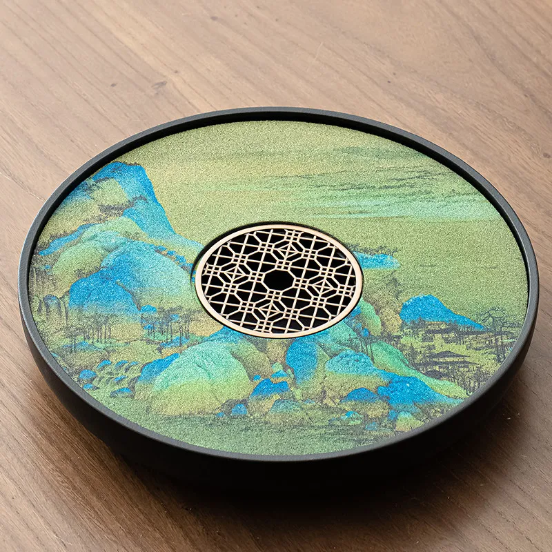 Round Accessories Tea Tray Decorative Serving Living Room Drainage Table Tea Tray Hospitality Tableware Bandejas Home Products