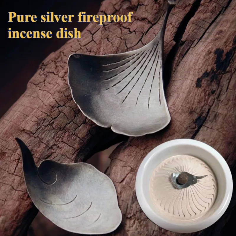Mini Handmade Pure Silver Fireproof Incense Dish Home Indoor / Tea Room / Incense Pellet Fireproof Air Diffuser Accessories