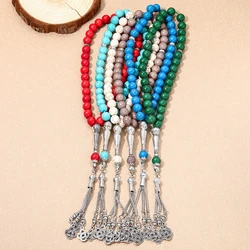 New TImitation Turquois Stone Misbaha Muslim Bracelet Arabic Gifts Accessoires on Hand Hot Selling Rosary Prayer Bead Bracelet