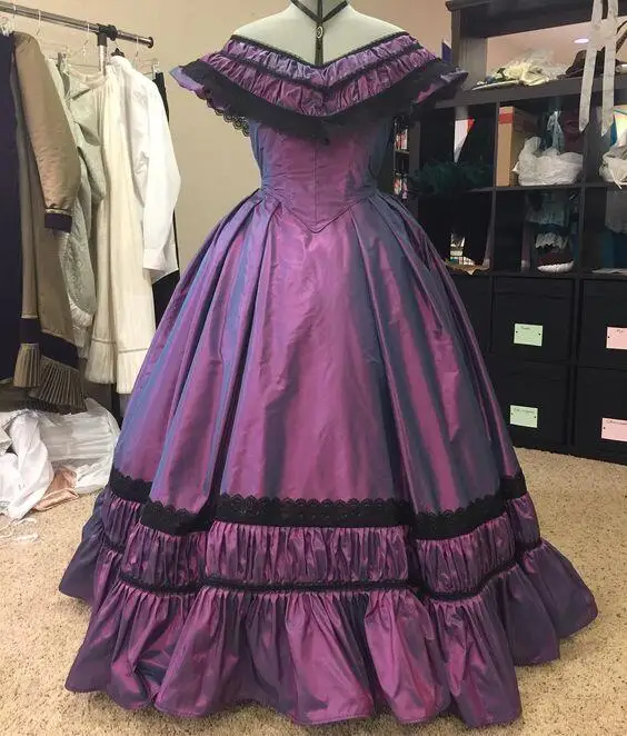 Verträumte elegante lila Vintage viktoria nische Prinzessin Ballkleid Bürgerkrieg Gothic Steampink Queen Abendkleid nach Maß