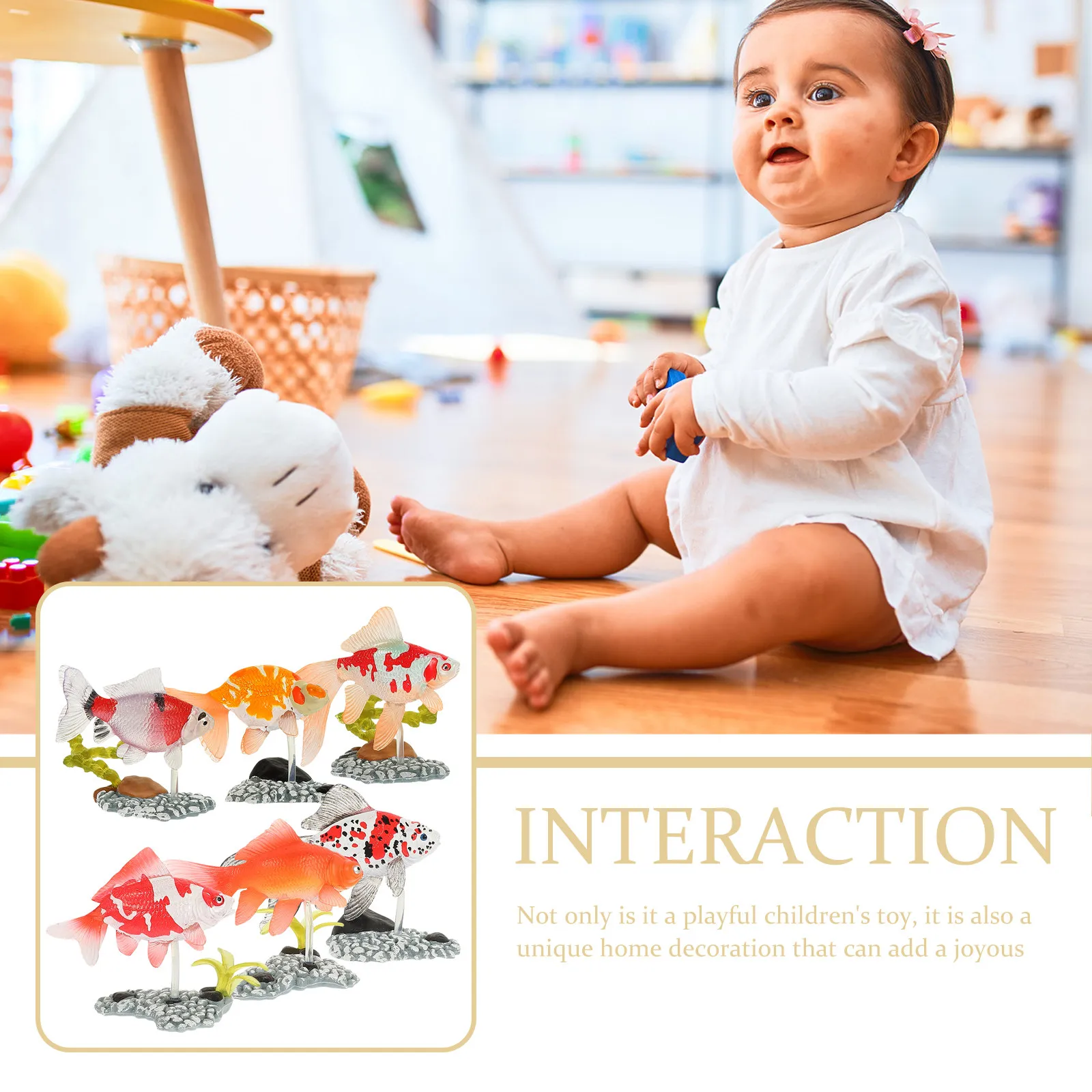 6Pcs Goldfish Simulation Figures Realistic Decorative Fish Crafts Kids Cognitive Accessory Room Decoration Fish Toys