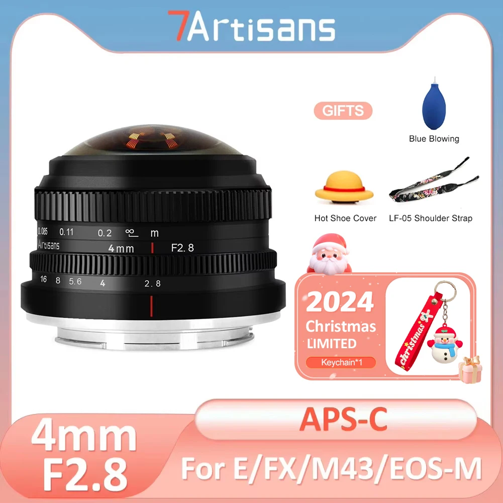 7artisans 4mm F2.8 Full Frame Ultra Wide Angle Fisheye Lens for sony E Fuji X Canon EOS M M43 Micro Four Third a7c a6600 xt5 xs