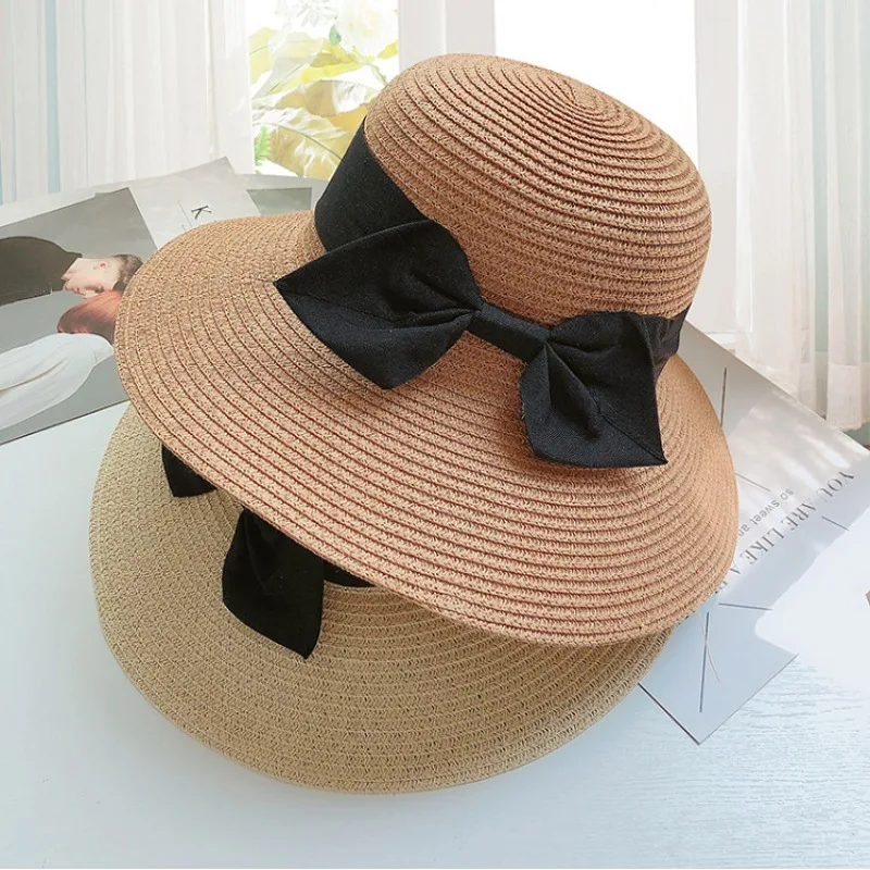 Fashion New Simple Girl Sun Hat Wide Brim Floppy Summer Hats for Women Beach Dome Weave Bucket Hat Shade Hat Women Hats