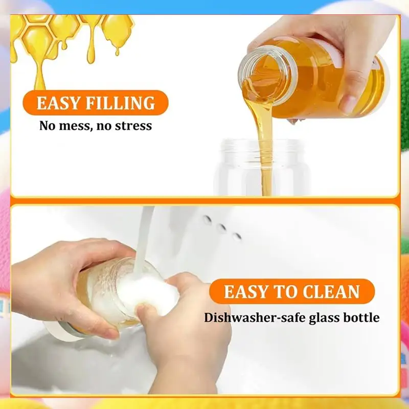 300Ml Glass Honey Dispenser - Easy-To-Clean Kitchen Tool For Maple Syrup, Sauces, And More-ABUA