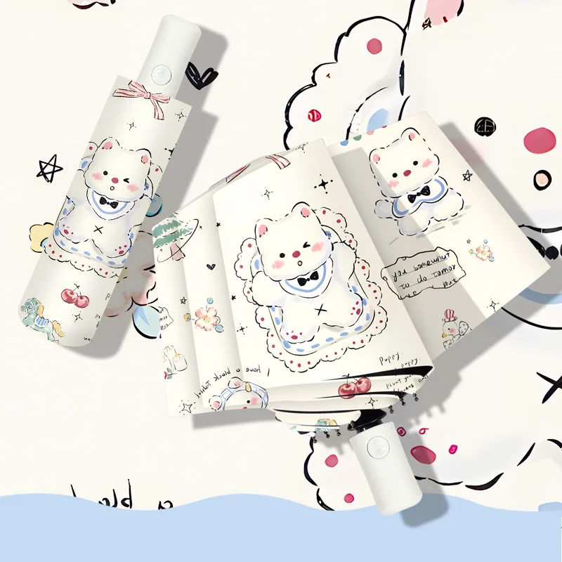 Parasol składany Little Bear UV, odporny na wiatr, odporny na deszcz, ochrona przed słońcem, osłona przeciwsłoneczna, zewnętrzny, modny składany parasol przeciwsłoneczny