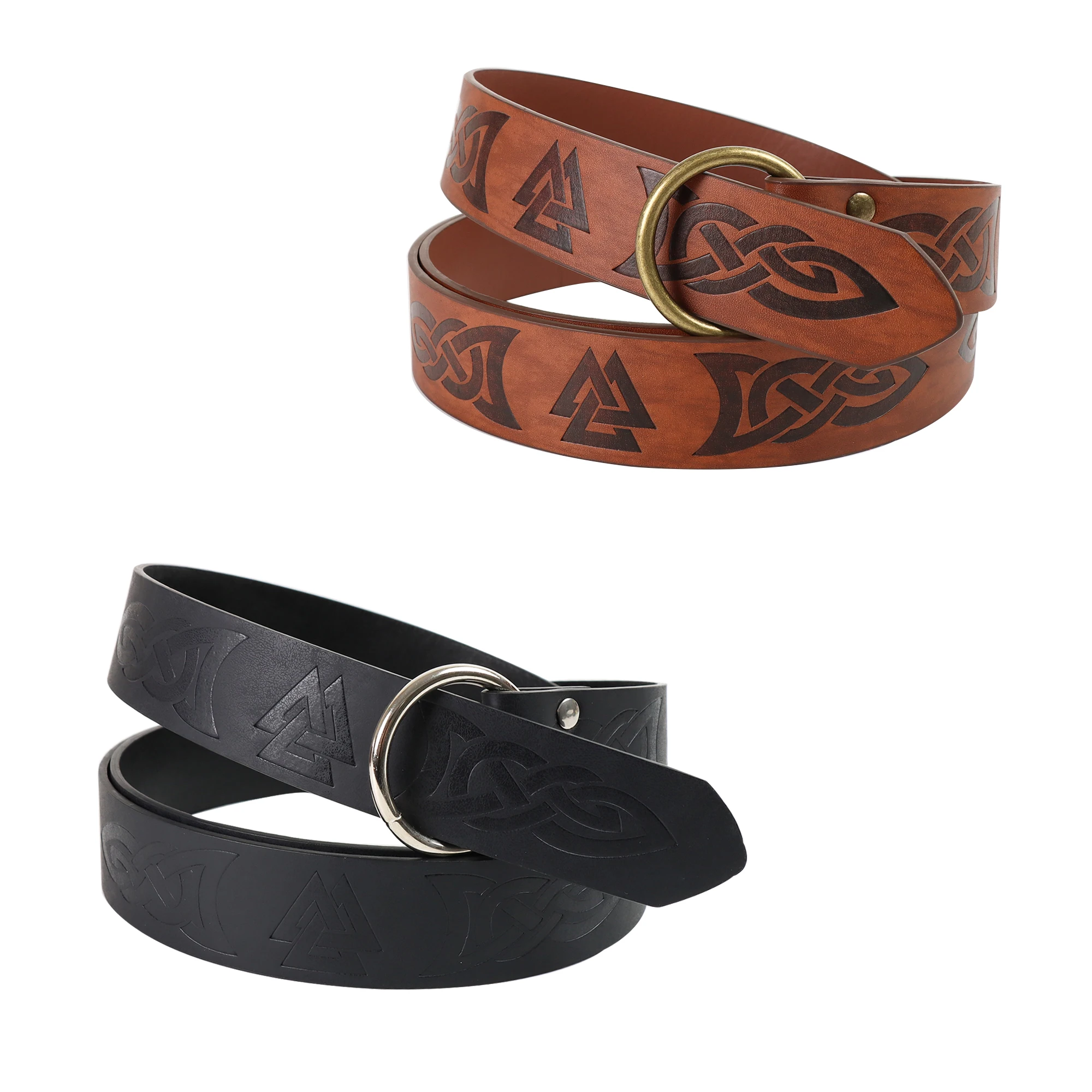 

Renaissance PU Leather Belt Viking Cosplay Printed Belt for Medieval Renaissance Faire Costumes