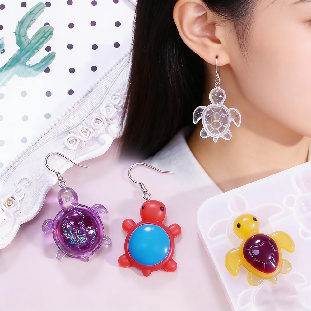 DIY Sea Turtle Resin Mold Silicone Animal Sea Tortoise Pendant Mold for Jewelry Making Epoxy Resin Craft Supplies Keychain Decor