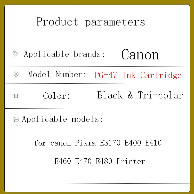 PG-47 CL-57 Smart Cartridge Refill kit For Canon PG 47 PG47 CL57 CL 57 XL Pixma E3170 E400 E410 E460 E470 E480 Printer