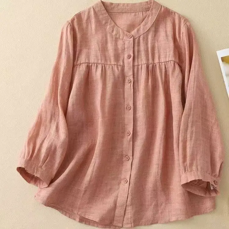 Summer Fashionable Loose Seven-Quarter Sleeve Women's Shirt Slimming Casual Lightweight Sun Protection Top Q256