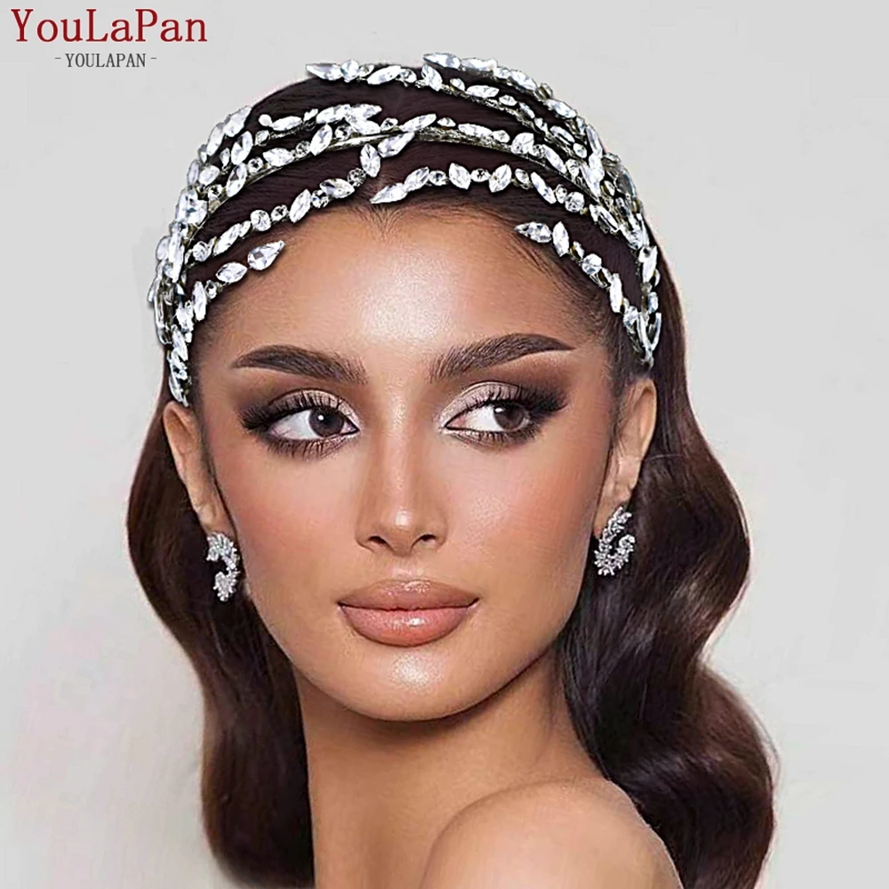 Youlapan-حجر الراين عقال الزفاف ، الكريستال اكسسوارات للشعر ، زينة الزفاف ، هدية وصيفة الشرف ، hp611