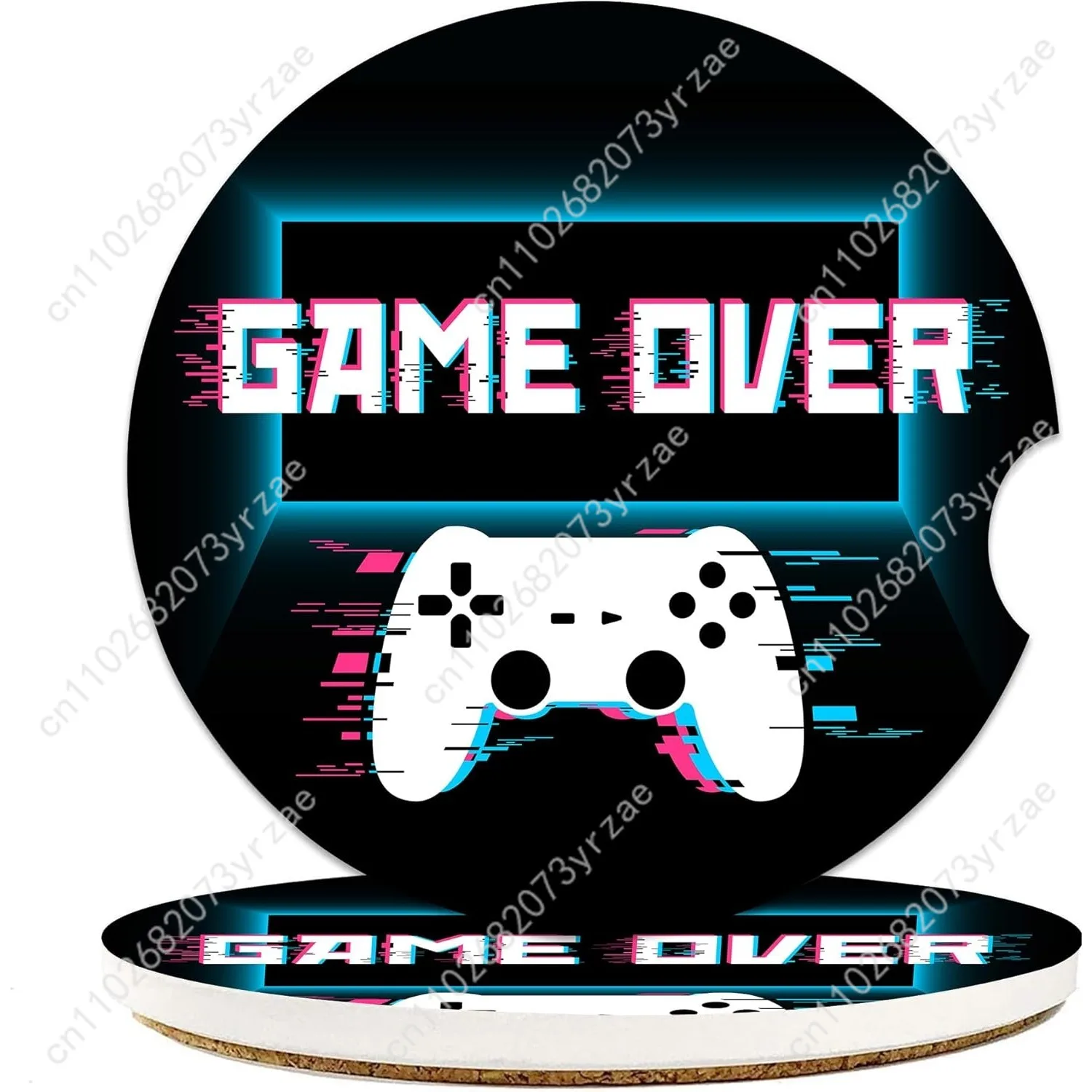 

Game Controller Car Coasters 2pcs Absorbent Anti Slip Car Coasters Scalding Waterproof Easy Clean Car Interior Accessories