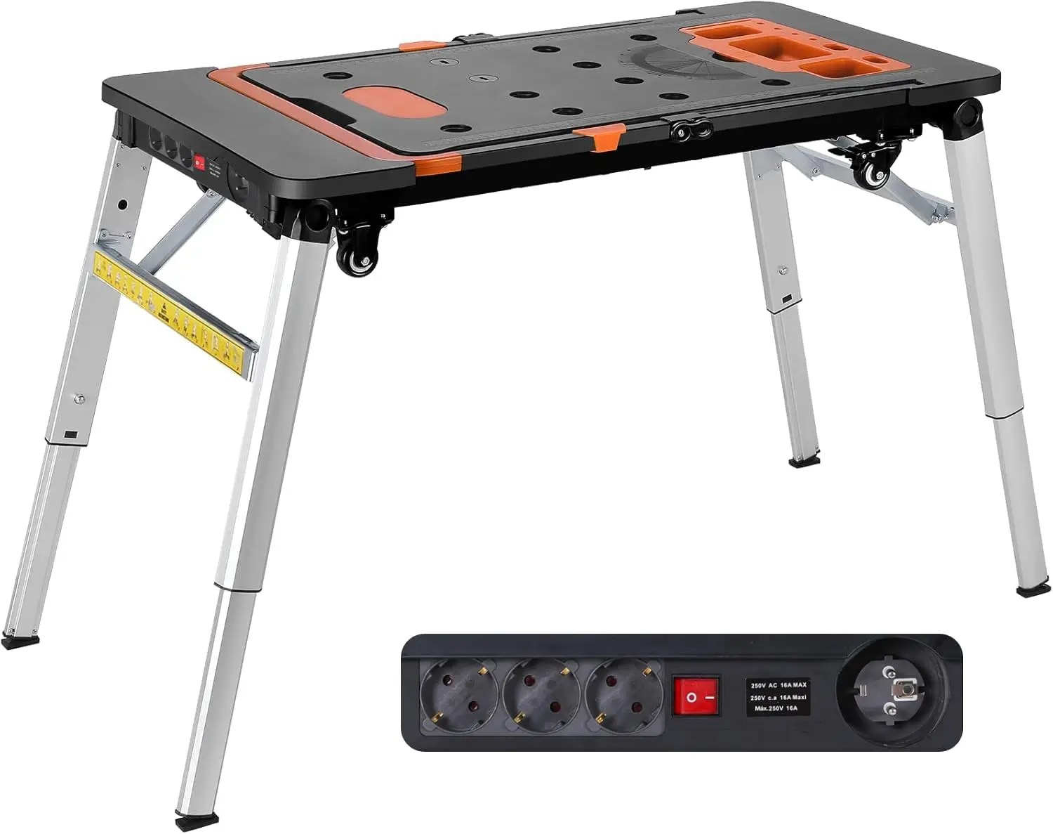 7-in-1 Portable Workbench Folding Sawhorse Work Table Load Capacity 440lbs / 200kg, Multifunctional Folding Work Table