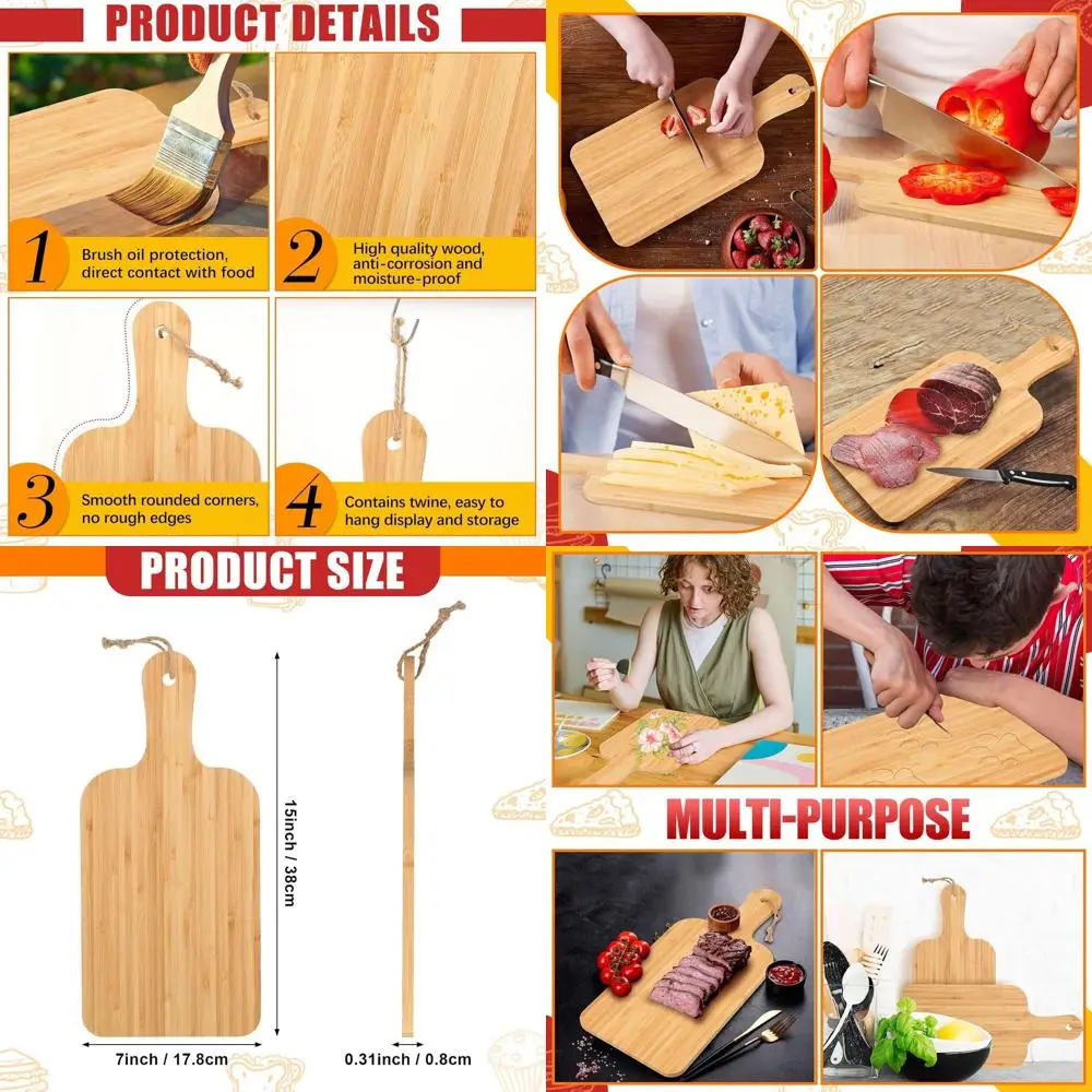 

Bulk Bamboo Cutting Boards - 15x7 Inch Charcuterie Planks with Handle, Engraving, Serving Kitchen Planks for Wedding and Housewa