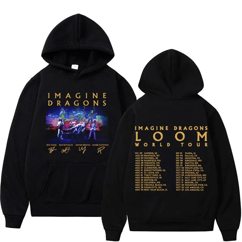 

2024 Band Imagine Dragons Loom Tour Hoodie Unisex Hip Hop Punk 90s Retro Sweatshirt Men's Fashion Casual Cozy Hoodies Streetwear