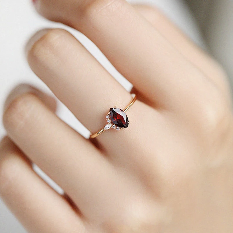 

Designer Creative Charm Ruby Faceted Process Opening Adjustable Ring French Light Luxury Charm Aristocratic Lady Silver Jewelry