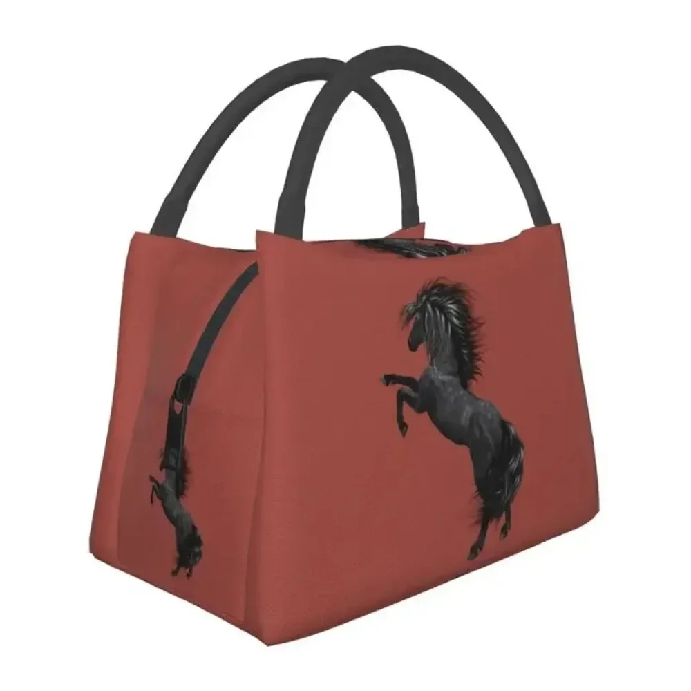 Custom Horse Standing Lunch Bag Men Women Warm Cooler Insulated Lunch Boxes for Work Pinic or Travel