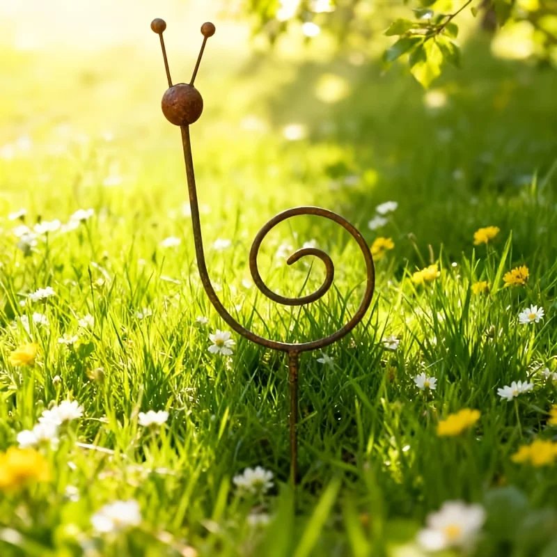 Rustic Metal Snail Garden Stake Rustproof Plant Support Yard Art Ornament for Flower Bed Decor - view 3