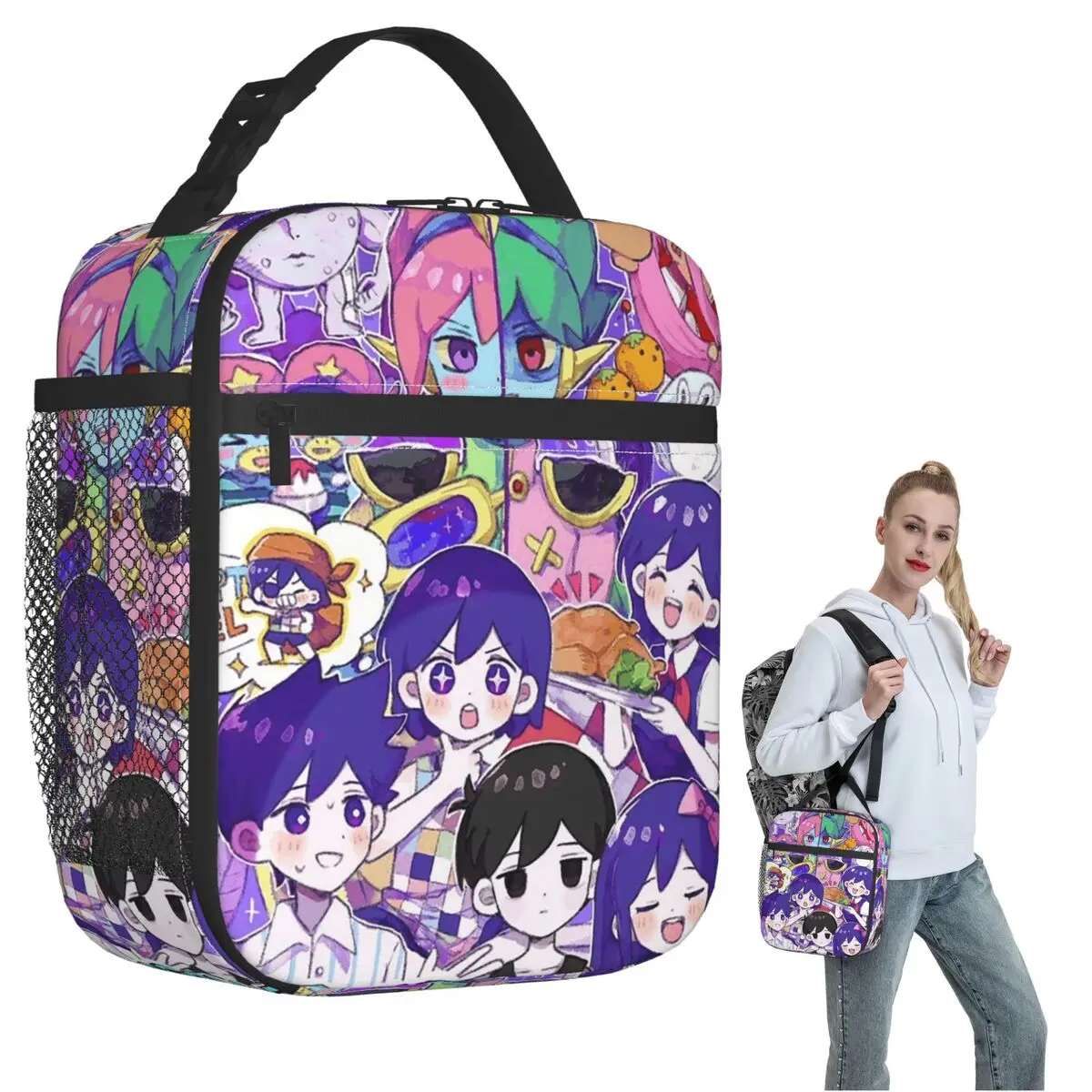 Omori Hero Sunny Basil Cartoon Horror Insulated Lunch Bag for Women Children Portable Food Boxes Thermal Lunch Box Tote