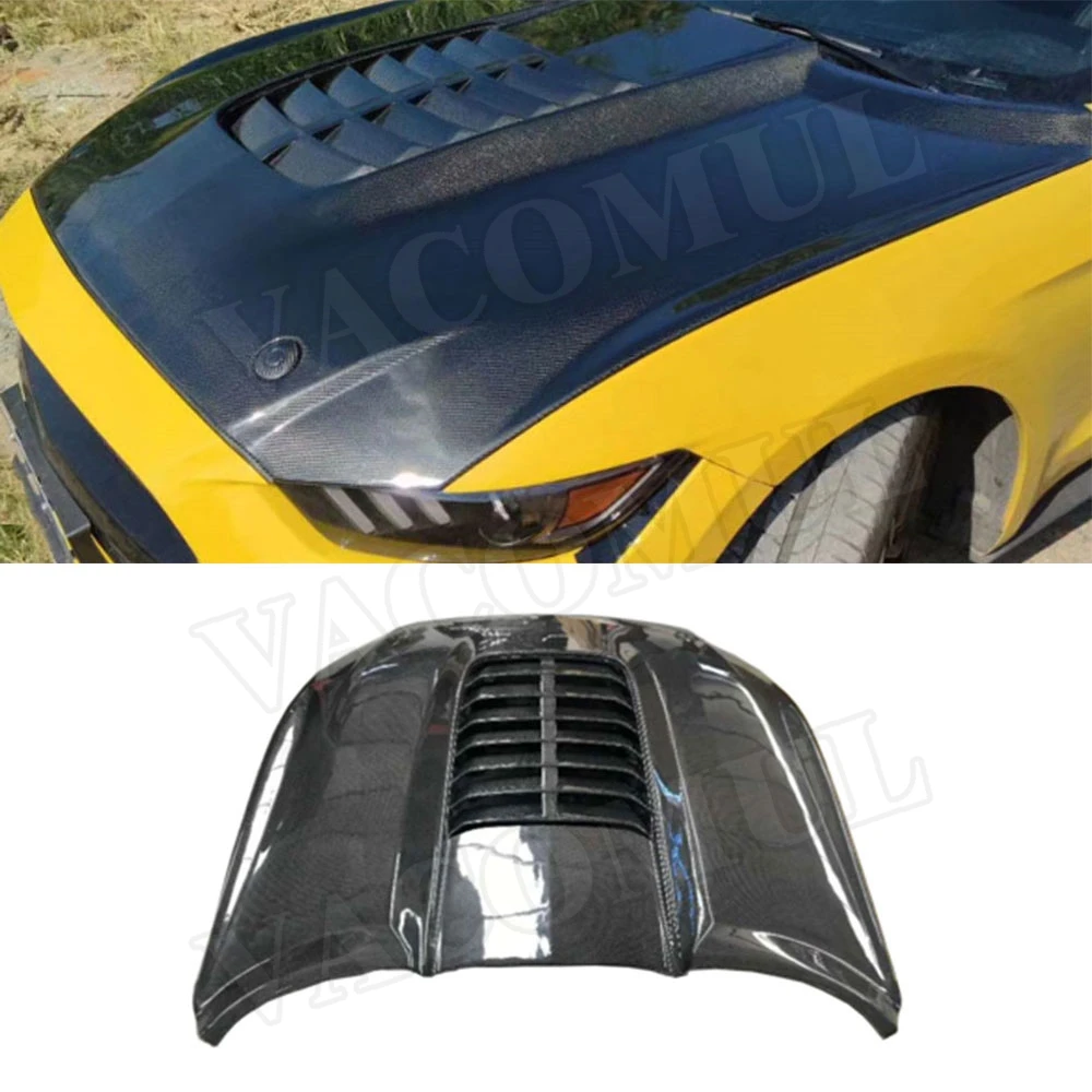 Carbon Fiber Car Front Engine Hood Outlet Grill Bonnet Cover for Ford Mustang Coupe Convertible 2 Door 2015-2017 Car Styling