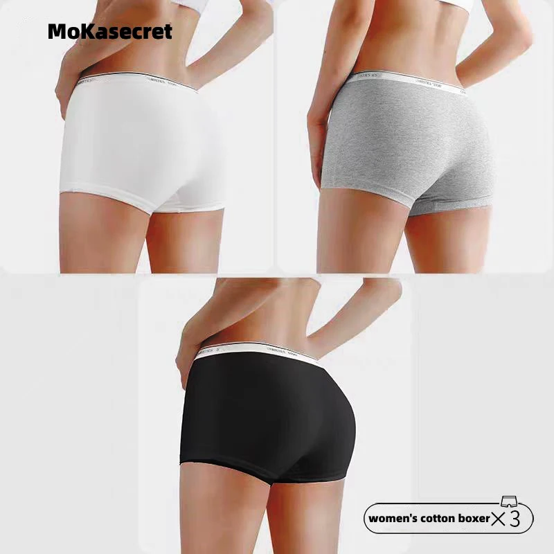 

3pcs Popular Women's Cotton Boxer Underwear Ladies Comfort Safety Pants Solid Sexy Sports Female Hipster Boyshort Girl Panties