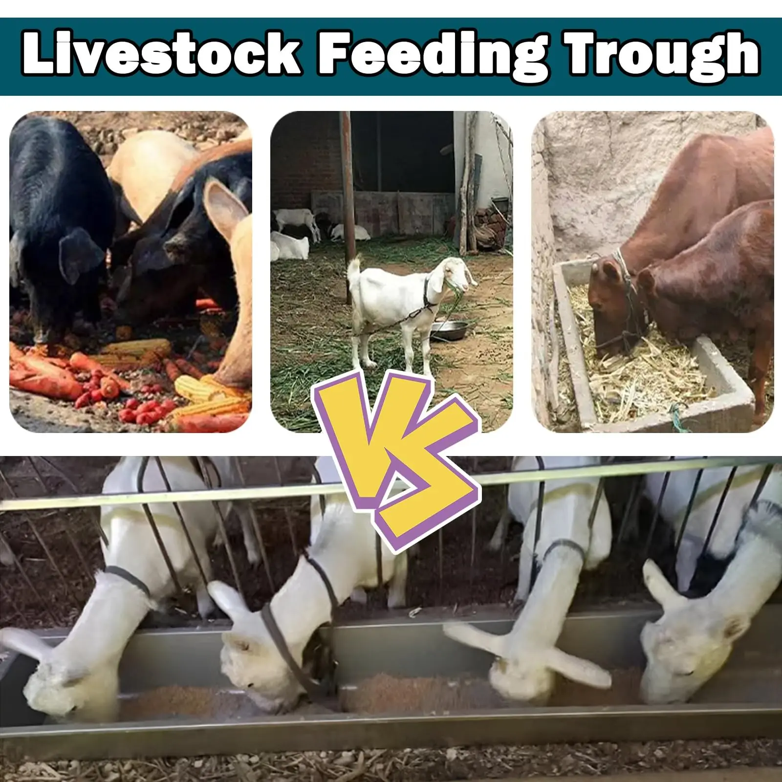 Sheep/Pig/Cattle Feeder Trough Outdoor, Large Capacity Livestock Feeding Trough Tub Hold 8/16/ 30 Gal, Reusable Hay