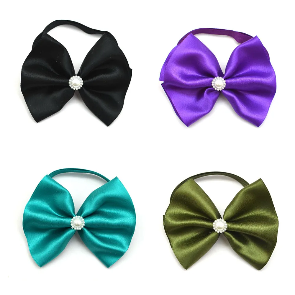 50/100 Solid Small Dog Cat Bow Tie Bulk Neck Tie Bowties For Dogs Pets Adjustable Kitten Pet Grooming Accessories Pet Supplies