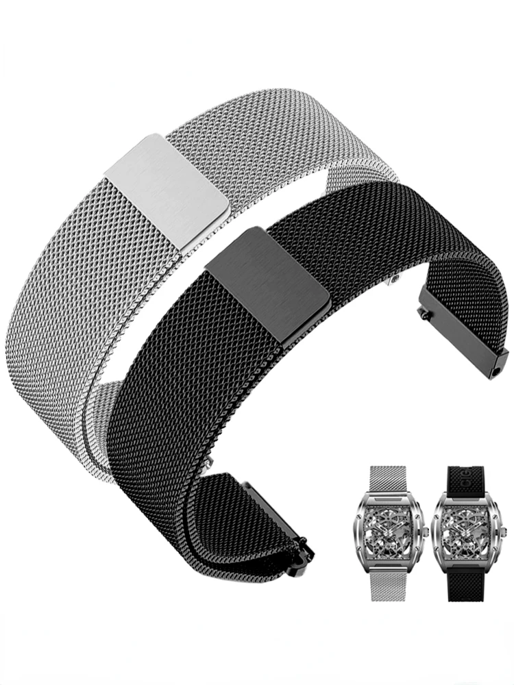 For CIGA Design Xijia My Series Hollow Mechanical Watch Milan Watch Band X Z Wine Barrel Stainless Steel Wrist Strap